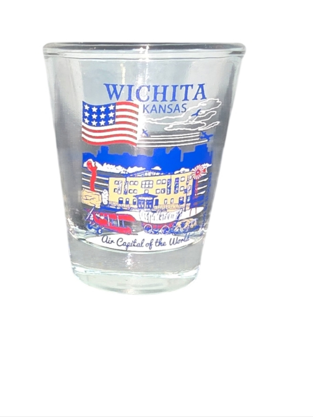 Wichita Kansas Souvenir Shot Glass - Red, Blue, White